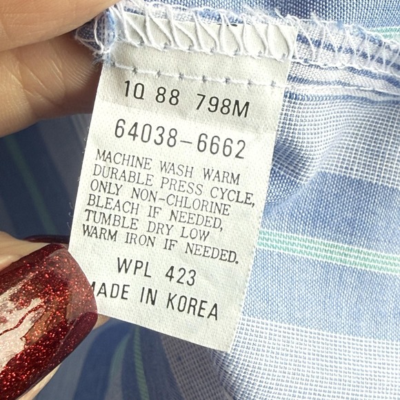 Vintage Levi's Shirt Mens XL Blue Stripe Short Sleeve Button Down 80s Casual - Picture 5 of 7